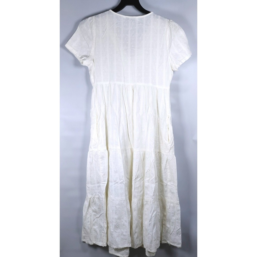 Sonoma Tiered Maxi Dress Small Ivory Cotton Cap Sleeve Peasant Boho Cottage READ - Picture 7 of 8